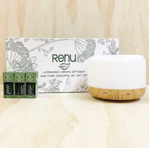 Ultrasonic Aroma Mist Diffuser Essential Oil Trio Gift Set - Renu Aromatherapy