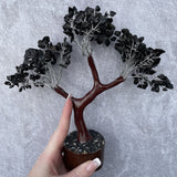 Black Onyx Crystal Gemstone Tree - LARGE Brown Branches and Base - Protection, Healing and Grounding