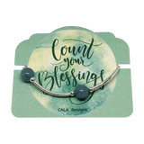 Count your Blessings - Gratitude Blessing Bracelet - Aquamarine 10mm - Sterling Silver
