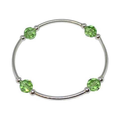 August PERIDOT Birthstone Bracelet - Swarovski Crystal – 8mm - Sterling Silver