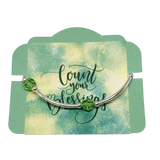 Count your Blessings - Gratitude Blessing  Bracelet (Birthstone) - August PERIDOT 8mm - Sterling Silver
