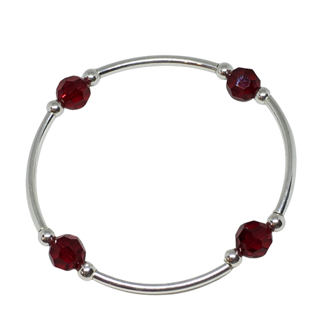 July RUBY Birthstone Bracelet - Swarovski Crystal – 8mm - Sterling Silver
