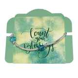 Count your Blessings - Gratitude Blessing Bracelet (Birthstone) - March AQUAMARINE 8mm - Sterling Silver