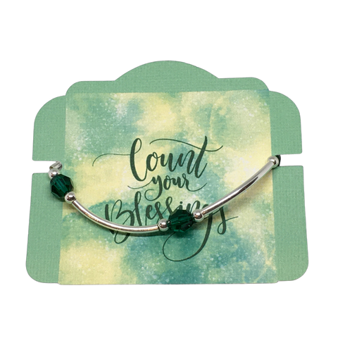 Count your Blessings - Blessing Bracelet (Birthstone) - May EMERALD 8mm - Sterling Silver