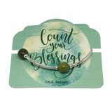 Count your Blessings - Gratitude Blessing Bracelet - Chinese Green Jade 10mm - Sterling Silver