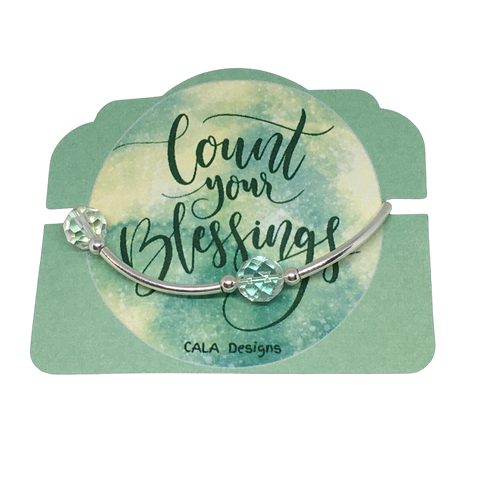 Count your Blessings - Gratitude Blessing Bracelet - Clear Crystal Quartz Faceted 10mm - Sterling Silver