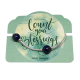 Count your Blessings - Gratitude Blessing Bracelet - Lapis Lazuli 10mm - Sterling Silver
