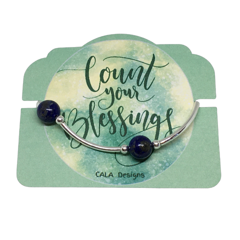 Count your Blessings - Blessing Bracelet - Lapis Lazuli 10mm - Sterling Silver