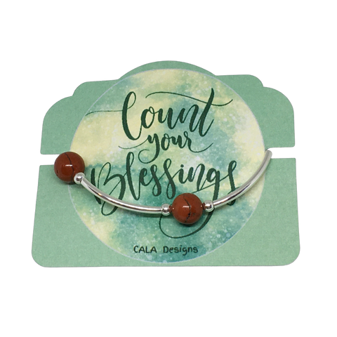 Count your Blessings - Gratitude Blessing Bracelet - Red Jasper 10mm - Sterling Silver