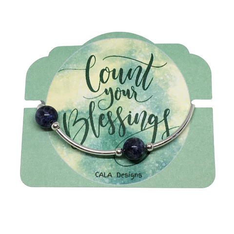 Count your Blessings - Gratitude Blessing Bracelet - Sodalite 10mm - Sterling Silver