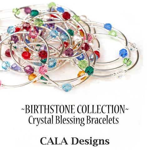 The Blessing Bracelet - Birthstone - Swarovski Genuine Round Crystals 8mm - Sterling Silver