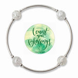 Count your Blessings - Gratitude Blessing Bracelet - Crackle Quartz 10mm - Sterling Silver