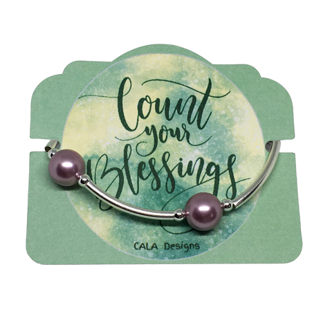 The Blessing Bracelet by CALA Designs - Handmade  - 12mm Pink Pearl - Silver Plate Spacers