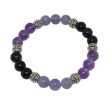 Physical Pain Support Healing Crystal Gemstone Bracelet - Handcrafted - Amethyst, Angelite and Black Obsidian 8mm