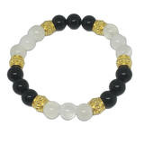 Protection Crystal Gemstone Bracelet - Handcrafted - Black Tourmaline and Selenite 8mm