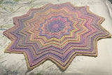 12 Point Star Round Ripple Blanket - Baby Kids Blanket - PINK Multicoloured - Hand Crocheted