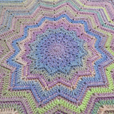 12 Point Star Round Ripple Blanket - Baby Kids Blanket - PINK Multicoloured - Hand Crocheted