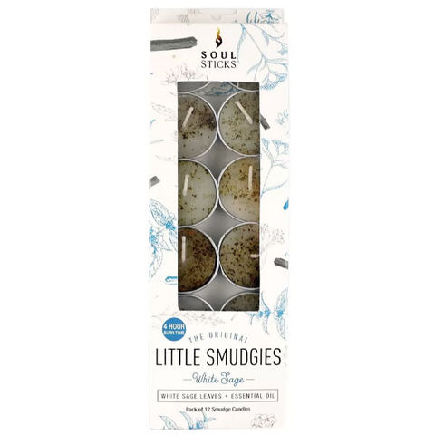 WHITE SAGE Tea Light Candles (12 pack) - Smudging - Cleansing - Protection