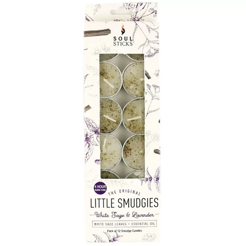 WHITE SAGE with LAVENDER Tea Light Candles (12 pack) - Smudging - Cleansing - Protection