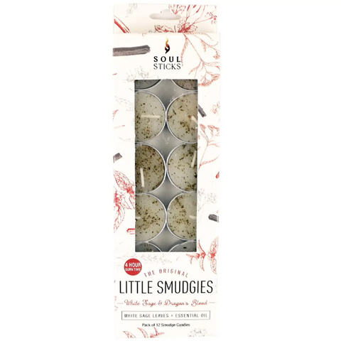 WHITE SAGE with DRAGONS BLOOD Tea Light Candles (12 pack) - Smudging - Cleansing - Protection