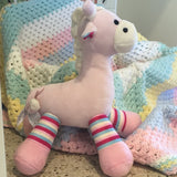 Beautiful RAINBOW Baby Cot or Pram Blanket - Christening - Baby Gift - Throw -- Hand Crocheted