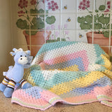 Beautiful RAINBOW Baby Cot or Pram Blanket - Christening - Baby Gift - Throw -- Hand Crocheted