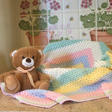 Beautiful RAINBOW Baby Cot or Pram Blanket - Christening - Baby Gift - Throw -- Hand Crocheted