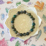 Diabetes Regulator Healing Crystal Gemstone Bracelet - Handcrafted - Chrysocolla, Moss Agate, and Serpentine 8mm