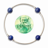 Count your Blessings - Gratitude Blessing Bracelet - Lapis Lazuli 10mm - Sterling Silver