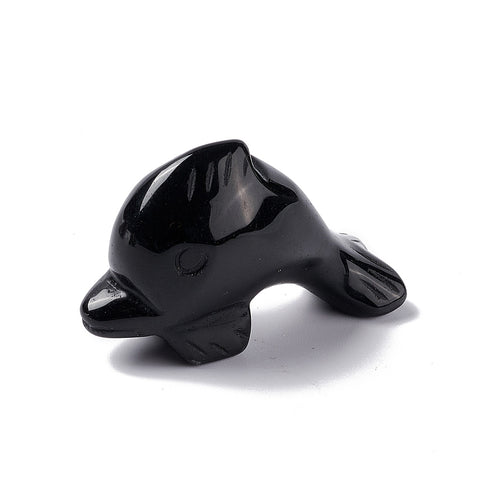 Black Obsidian Dolphin 50mm - Grounding, Protection and Healing - Crystal Healing - Gift Idea