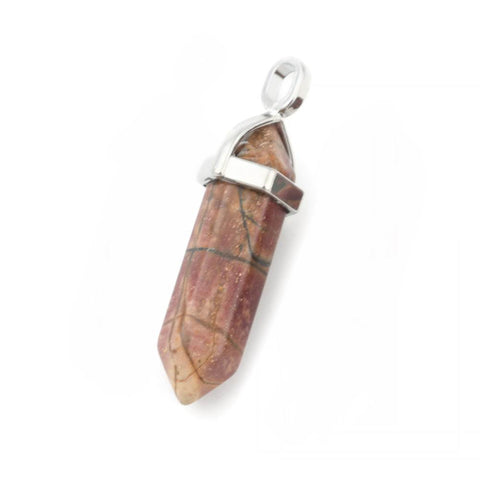 Picasso Jasper Double Point Necklace - Free Chain - Strength, Self-Discipline and Weight Loss - Crystal Healing