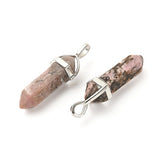 Rhodonite Double Point Necklace - Free Chain - Love of Self/Others, Vitality and Support- Healing Crystal