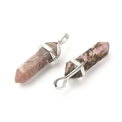 Rhodonite Double Point Necklace - Free Chain - Love of Self/Others, Vitality and Support- Healing Crystal