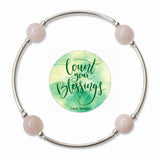 Count your Blessings - Gratitude Blessing Bracelet - Rose Quartz 10mm - Sterling Silver