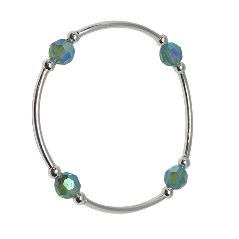 Count your Blessings - Gratitude Blessing Bracelet (Birthstone) - October PACIFIC OPAL 8mm - Sterling Silver