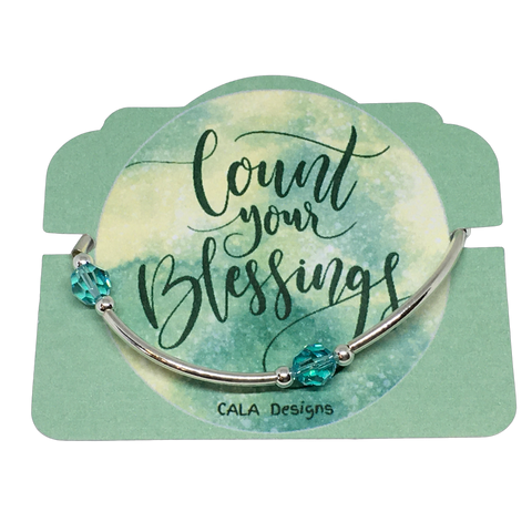 Count your Blessings - Blessing Bracelet (Birthstone) - December TURQUOISE 8mm - Sterling Silver