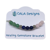 Vertigo Support Healing Crystal Gemstone Bracelet - Handcrafted - Aventurine, Lapis Lazuli and Rose Quartz 8mm