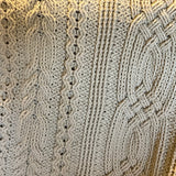 CELTIC Cable design Blanket - Throw - Afghan - Vanilla Cream - Hand Crocheted