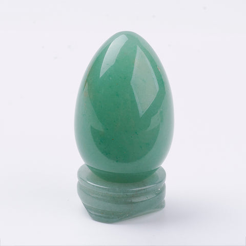 Green Aventurine Natural Crystal Gemstone Egg - with stand - Abundance, Luck and Growth - Gift Idea