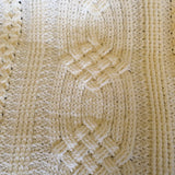 CELTIC Cable design Blanket - Throw - Afghan -  Champagne White - Hand Crocheted