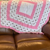 Guardian Angel Motif and Shell Design Heirloom Blanket - Baby - Cot Blanket - Christening - Gift - Throw - Afghan - Shawl - Hand Crocheted