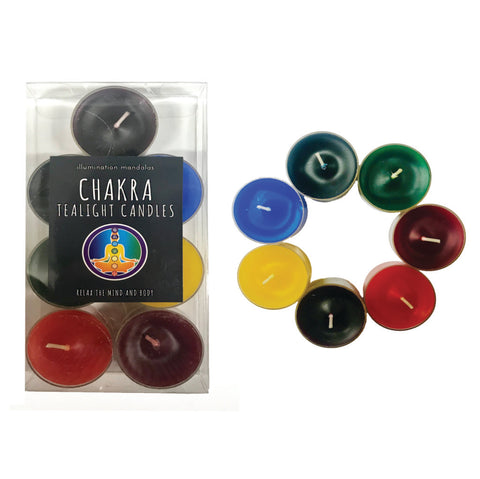 7 Chakra Balancing Tea Light Candles SCENT FREE - Gift Set