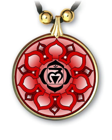 Root Chakra Sanskrit Mandala Pendant - Handcrafted
