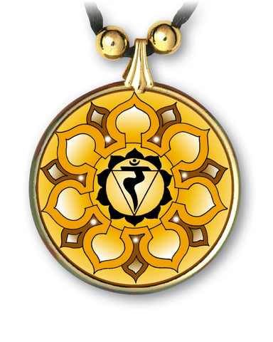 Solar Plexus Chakra Sanskrit Mandala Pendant - Handcrafted
