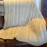 CELTIC Cable design Blanket - Throw - Afghan - Vanilla Cream - Hand Crocheted