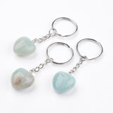 Amazonite Crystal Gemstone Puff Heart Key Chain - Finance, Expression, Balance and Inspiration