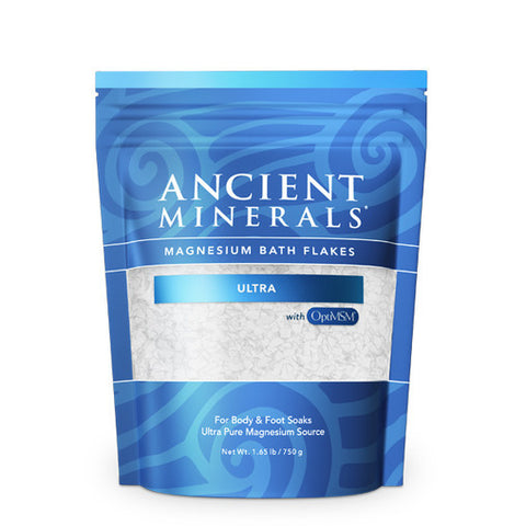 Ancient Minerals Magnesium Oil Bath Flakes ULTRA with MSM | Genuine Zechstein | 750g