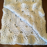 Beautiful Heirloom Shell Design Blanket BABY BLUE - Baby - Christening - Gift - Cot Blanket - Throw - Afghan - Shawl - Hand Crocheted