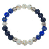 Being True to Yourself Healing Crystal Gemstone Bracelet - Handcrafted - Black Obsidian, Lapis Lazuli and Magnesite  8mm