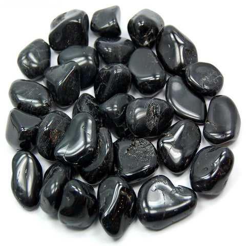 Black Tourmaline Tumbled Stone MEDIUM - Luck, Healing, Protection and Grounding